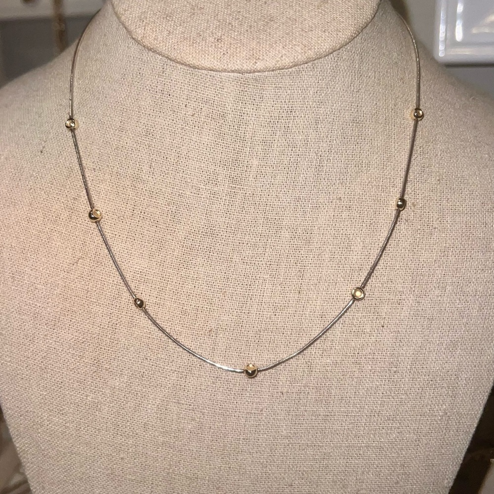 Silpada Sterling Silver 925K 14K Gold Filled Saturn Chain Necklace 17”